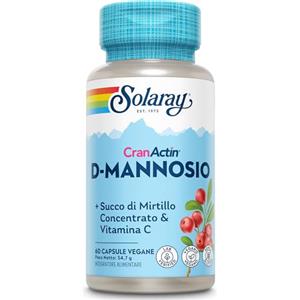 Solaray D-Mannosio 1000mg Mirtillo Rosso e Vitamina C, 60 Capsule Vegane | Formula Brevettata CranActin®, Supporto all'Equilibrio Naturale per le Donne, Testato in Laboratorio