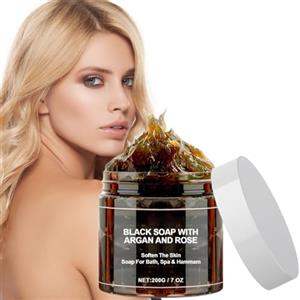 Cutiolly Sapone Nero Marocchino,Savon Noir Africain,Savon Noir,Morocco Black Soap,Sapone Nero Scrub Corpo Sapone,Sapone Esfoliante Saponetta Nera,Sapone Nero Africano,Adatto a Tutti i Tipi Pelle,200g