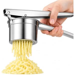 Generico Schiacciapatate in Acciaio Inox 18/10 con Bicchiere Forato 2,5 mm - Pressa Patate Professionale, Resistente, Ergonomica e Lavabile in Lavastoviglie