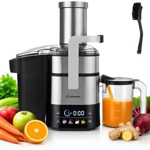 LEHMANN Centrifuga Frutta e Verdura, con vano di riempimento XXL da 80 mm, Acciaio inox, Touch screen LED, 6 livelli di velocità, senza BPA, contenitore per succo da 1000 ml, Facile da pulire