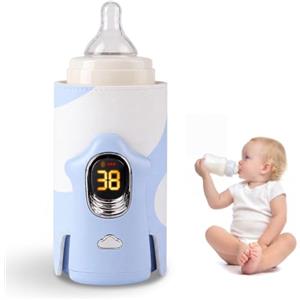 kungfuren Scalda Biberon Neonato Portatile, Scaldabiberon, Regolabili 38-55 ℃ | Scalda Biberon in Viaggio, 6 Temperature, Senza Fili 8000 mAh, Display a LED, Ricarica di Tipo C, Riscaldamento Rapido