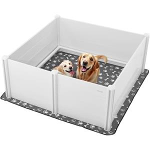 VEVOR Cassetta per Parto di Cani da 1520 x 1520 x 610 mm Recinto per Cuccioli da Interno con Porta Regolabile in Altezza e Tappetino Lavabile per Pipì, per Cani di Taglia XL, Bianco Latte