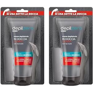 Depilzero - Crema Depilatoria Uomo Sotto La Doccia, Elimina il pelo lasciando la pelle liscia e morbida 200ml (Confezione da 2)