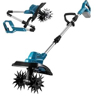 FormiPow Motozappa Elettrica compatibile con Makita da 18V batteria (senza batteria), Coltivatore da giardino Senza fili, Larghezza di Lavoro 22 cm, Profondità 17 cm, design pieghevole, Motozappa per terreni