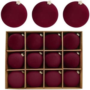 Generic 12 palline di Natale in velluto, colore rosso bordeaux, da appendere, per albero di Natale, decorazione per la casa e le feste (rosso vinaccio)