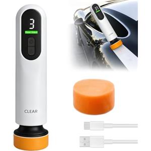 Keltorio Mini lucidatrice per auto, kit lucidatrice per auto, lucidatrice senza fili ricaricabile, macchina portatile per la pulizia della pellicola dell'olio, 3 velocità, per la cura dell'auto, la rimozione
