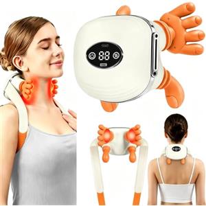 YGVQN Massaggiatore Cervicale 4D Senza Fili, Dispositivo Ricaricabile USB-C per Collo e Spalle con Calore, 3 Intensità e 2 Livelli Calore, Sollievo dal Dolore Muscolare, Regalo per Uomo e Donna