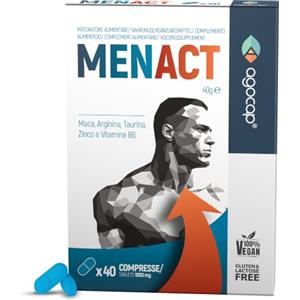 Agocap Integratore Uomo con Maca 1000 mg, Arginina 450 mg, Taurina, Zinco, Vit B6 | Testosterone Uomo, Complex 40 cpr. Aumento massa muscolare per palestra, Azione Booster, Integratore Maca. MENACT, Agocap