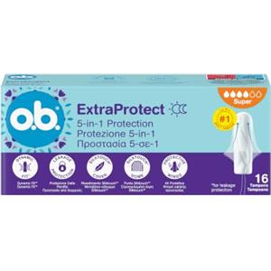 o.b. ExtraProtect Super Assorbenti Interni 1 x 16 Tamponi | Tamponi interni per flusso intenso, Protezione 5-in-1 dalle perdite, Senza profumo, Ginecologicamente testati
