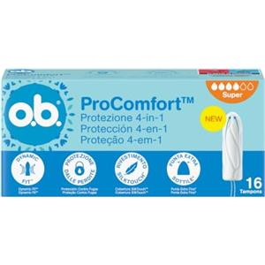 o.b. ProComfort Super Assorbenti Interni 1 x 16 Tamponi | Tamponi interni per flusso intenso, Protezione 4-in-1 dalle perdite, Senza profumo, Ginecologicamente testati