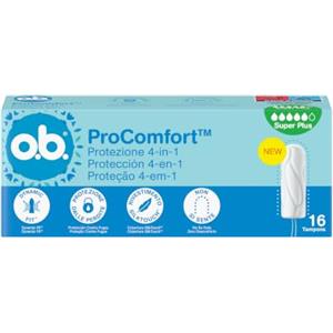 o.b. ProComfort Super Plus Assorbenti Interni 1 x 16 Tamponi | Tamponi interni per flusso molto intenso, Protezione 4-in-1 dalle perdite, Senza profumo, Ginecologicamente testati