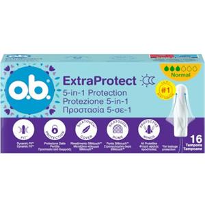 o.b. ExtraProtect Normal Assorbenti Interni 1 x 16 Tamponi | Tamponi interni per flusso da medio a intenso, Protezione 5-in-1 dalle perdite, Senza profumo, Ginecologicamente testati