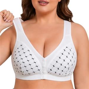 DdSsLO Reggiseno Donna Senza Ferretto con Chiusura Anteriore Morbido Cotone Traspirante Spalline Larghe Sostegno Taglie Forti per Uso Quotidiano E Sport