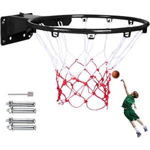 Peosaard Canestro da basket da 14 pollici montato a parete, bordo da basket ad altezza regolabile, anello antiurto con molla per bambini al coperto e all'aperto, canestro