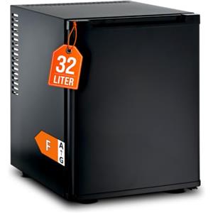GastroHero Minibar 32 L, illuminazione interna a LED, nero USHF-30A | Frigorifero da hotel silenzioso, 1 ripiano intermedio, 2 vani, con raffreddamento termoelettrico da 5 a +8 °C