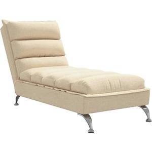 vidaXL Chaise Longue con Cuscini Crema in Tessuto