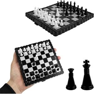 Dunkwckore Dunkwckor Scacchiera Portatile, Scacchi Professionale, Scacchiera Magnetica Pieghevole, Mini Chess Board, Scacchi Educativo, Dama Gioco da Tavola Viaggio per Bambini, Adulti, Festa in Famiglia