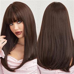 Asifen HAIRCUBE Parrucca Sintetica Marron Foncé - Parrucca lunga e liscia per donna, in fibra sintetica, resistente al calore.