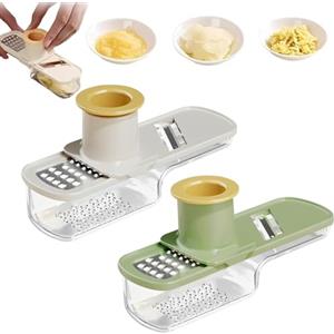 PHYNDR 2 Pezzi Mandolina per Verdure, Affetta Verdure con 3 Lame Sostituibili e Protezione per Mani Tagliaverdure Multifunzione Affettatrice per Cipolla Cetriolo Zucchine Carot