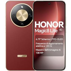 HONOR Magic8 Lite 5G Smartphone, 8+256GB, Snapdragon 6 Gen 4, Batteria 7500mAh, Fotocamera AI 108MP OIS, Schermo AMOLED 6,79 120Hz, Resistente alle Cadute 2,5m, IP68+IP69K & IP6X, NFC