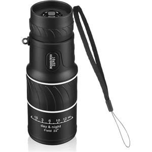 YARNOW Monocolo Visione Notturna 16x52 Nero in Plastica per Esterni | Campo Visivo 66m/8000m, Impugnatura Ergonomica, per Viaggi e Backpacking, Accessori Inclusi