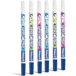 Pelikan, Cancellino Inchiostro Super Pirat 850 a Doppia Punta, Correttore a Penna Punta F + B per Cancellare e Riscrivere, 6 Pezzi, Kit Scuola