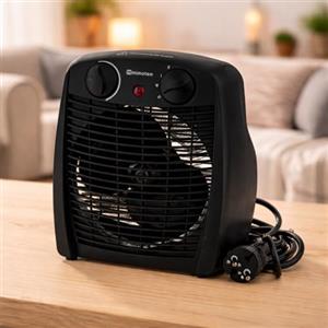M Mimotec - Termoventilatore elettrico Black Comfort 2000W Mimotec, riscaldamento portatile da pavimento, doppia potenza 1000/2000W, bassa rumorosità <53 dB, IP20, per ambienti fino a 20 m²
