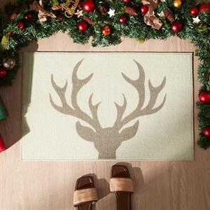 Sonive Stuoia Esterno/Interno 50x80cm, Motivo Renna di Natale, Corridoio | Tappetino Entrata Antiscivolo, Cattura-sporco, Lavabile per Cane, Porta d'ingresso