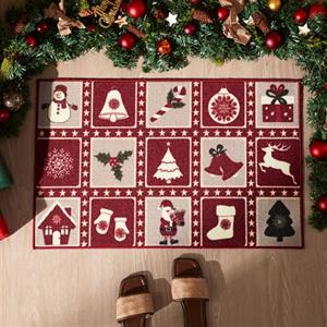 Sonive Stuoia Esterno/Interno 50x80cm, Motivo Festa di Natale, Corridoio | Tappetino Entrata Antiscivolo, Cattura-sporco, Lavabile per Cane, Porta d'ingresso