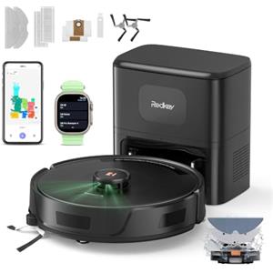 Redkey D8 Pro Aspirapolvere Robot Lavapavimenti, 38000Pa Aspirapolvere Robot con Mappatura, Anti-Avvolgimento Peli, Navigazione LiDAR, Robot 4-in-1 Aspira e Lava per Pavimenti/Moquette