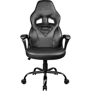 SUBSONIC - Sedia Gaming e Ufficio Superman - Nero | Licenza Ufficiale, Ergonomica, Dondolo, Poggiatesta e Braccioli, Altezza Regolabile, per Adolescenti e Adulti