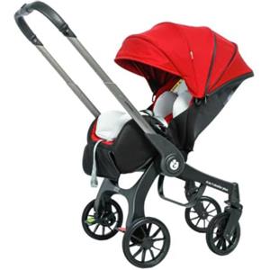ALYIKOU Passeggino per Bambini 4‑in‑1 Pieghevole Leggero Compatto, Seggiolino Auto, Navicella e Ovetto, Manubrio Regolabile per Neonati，rosso