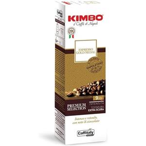 Kimbo, 200 Capsule Caffè Compatibili Caffitaly, Gold Medal, 20 Confezioni da 10 Capsule, Intensità 9/10, Tostatura Extra-Scura