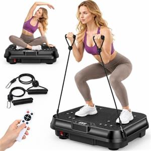 Dryfeedo Pedana Vibrante, Pedana Vibrante Dimagrante 250 Livelli, Piastra Vibrante 9 Programmi, Motore 200W, Telecomando e 2 Fasce di Resistenza, Portata 120 kg