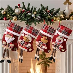 DAJASD Calze di Natale Personalizzate, 4 Pezzi Calza Befana Personalizzata, Calze Natalizie da Appendere, Creative Personalizzate e appendibili per Camino, Albero di Natale, Parete e Scale