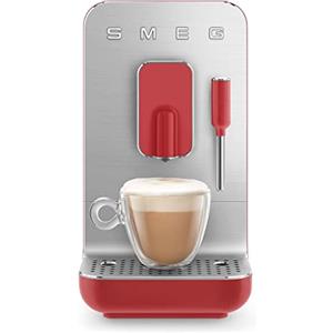 Smeg, Macchina da Caffè Espresso Automatica BCC02RDMEU, Lancia Vapore, Macinacaffè Integrato, Sistema Thermoblock, Serbatoio 1,4 L, Cassetto Raccogligocce Rimovibile, Dimensioni Compatte, 1350W, Rosso