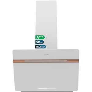 Cecotec Cappa Aspirante Decorativa 60 cm Bolero Flux DT 607500 Matt White A+++. Portata 717,2 m³/h, Funzione Booster, Vetro Opaco/Lucido, Dettagli Rame, Filtri Alluminio, Classe A+++