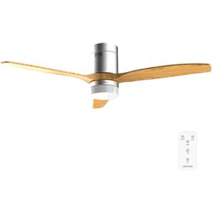 Cecotec Ventilatore da Soffitto con Luce e Telecomando EnergySilence Aero 4600 Arctic Steel&Sand. Motore DC 38W, Diametro 132cm, Lampada LED 18W, 3 Pale, 6 Velocità, Timer 8h, Ultra Silenzioso