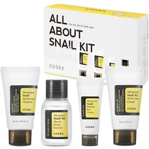 COSRX All About Snail Trial Kit 4 pz Cofanetto Detergente Gel + Essenza Idratante + Contorno Occhi + All in One Cream