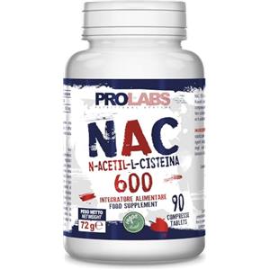 PROLABS NAC 600 - N-Acetil L-Cisteina 600 mg per Compressa | Alto Dosaggio | Precursore del Glutatione | Supporto Antiossidante | Alta Qualità | Vegan