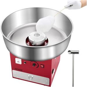 VEVOR Macchina Elettrica per Zucchero Filato, Macchina per Zucchero Filato Commerciale 1000 W con Ciotola in Acciaio Inox 52 cm, Misurino per Zucchero Cassetto, per Compleanni, Feste, Rosso