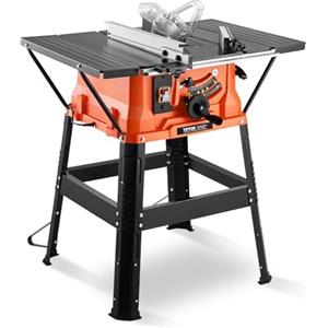 VEVOR Troncatrice da Tavolo con Supporto, 254 mm, Troncatrice Tavolo Compatta 1800 W, Capacità Taglio Massima 200 mm, Velocità Taglio 4800 giri/min, con Lama 24 Denti Calibro Scorrevole per Troncatura