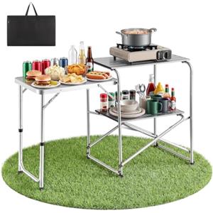 VEVOR Tavolo Cucina Pieghevole Portatile da Barbecue, Cucina Postazione di Cottura Pieghevole Tavolino Laterale con Borsa per Trasporto, Campeggio Viaggio in Camper Picnic Feste Barbecue all'Aperto