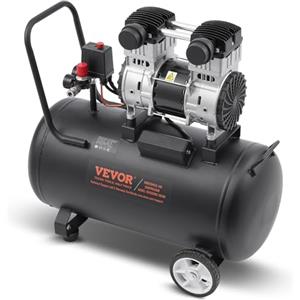 VEVOR Compressore d'Aria, Serbatoio in Acciaio 60 L Compressore d'Aria Senza Olio, Compressore Portatile Ultra Silenzioso da 78 dB per Riparazioni Auto, Gonfiaggio Pneumatici, Verniciatura a Spruzzo
