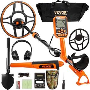 VEVOR Rilevatore per Metalli Impermeabile IP68 Sommergibile 3m Bobina di Ricerca 30,5cm 7 Modalità di Funzione 4 Batterie Ricaricabili Lunghezza Asta Regolabile 99-127cm Metal Detector Professionale