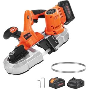 VEVOR Troncatrice a Nastro Portatile 20 V Troncatrice a Nastro Compatta da 360 W Taglio Profondo 65 mm con Motore Senza Spazzole, Batteria da 4,0 Ah Velocità Variabile da 0 a 192 m/min