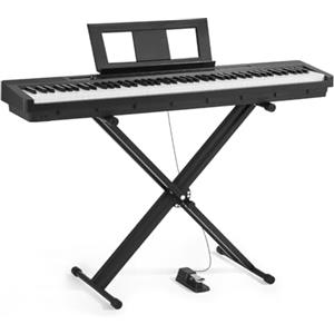 VEVOR Pianoforte Digitale a 88 Tasti, Tastiera Pianoforte con Altoparlanti, con Supporto a X, Pedale Sustain, Funzione di Registrazione, 280 Toni, Connessione Wireless, per Principianti, Nero