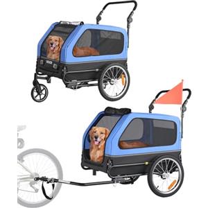 VEVOR Rimorchio per Bici per Cani, Supporta Fino a 40 kg, Carrello Portabici, Telaio Pieghevole Facile con Ruota a Sgancio Rapido, Attacco Universale per Bicicletta, Guinzaglio Interno