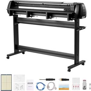 VEVOR Macchina da Taglio per Vinile, Larghezza di Alimentazione Max. 1350 mm, Doppie Lame, Forza e Velocità Regolabili, Display LED, Stampante per Plotter da Taglio in Vinile con Software Signmaster
