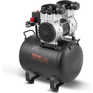 VEVOR Compressore d'Aria, Serbatoio in Acciaio 40 L Compressore d'Aria Senza Olio, Compressore Portatile Ultra Silenzioso da 78 dB per Riparazioni Auto, Gonfiaggio Pneumatici, Verniciatura a Spruzzo